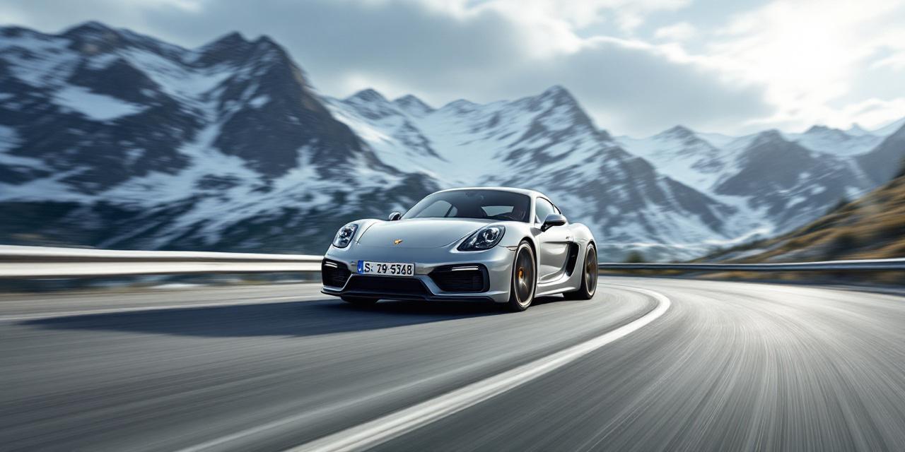 Porsche Cayman S 987 en action sur route de montagne