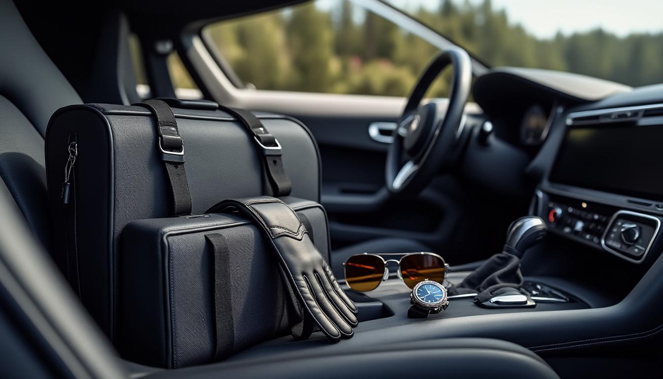 découvrez notre sélection d'accessoires de conduite premium : gants élégants, lunettes de protection, montres stylées et bagagerie pratique pour un confort et un style incomparables sur la route.