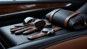 Accessoires de conduite premium : gants, lunettes, montres, bagagerie