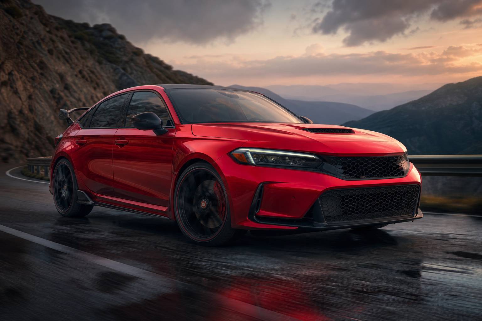 Angle dynamique de la Honda Civic Type R HRC sportive japonaise