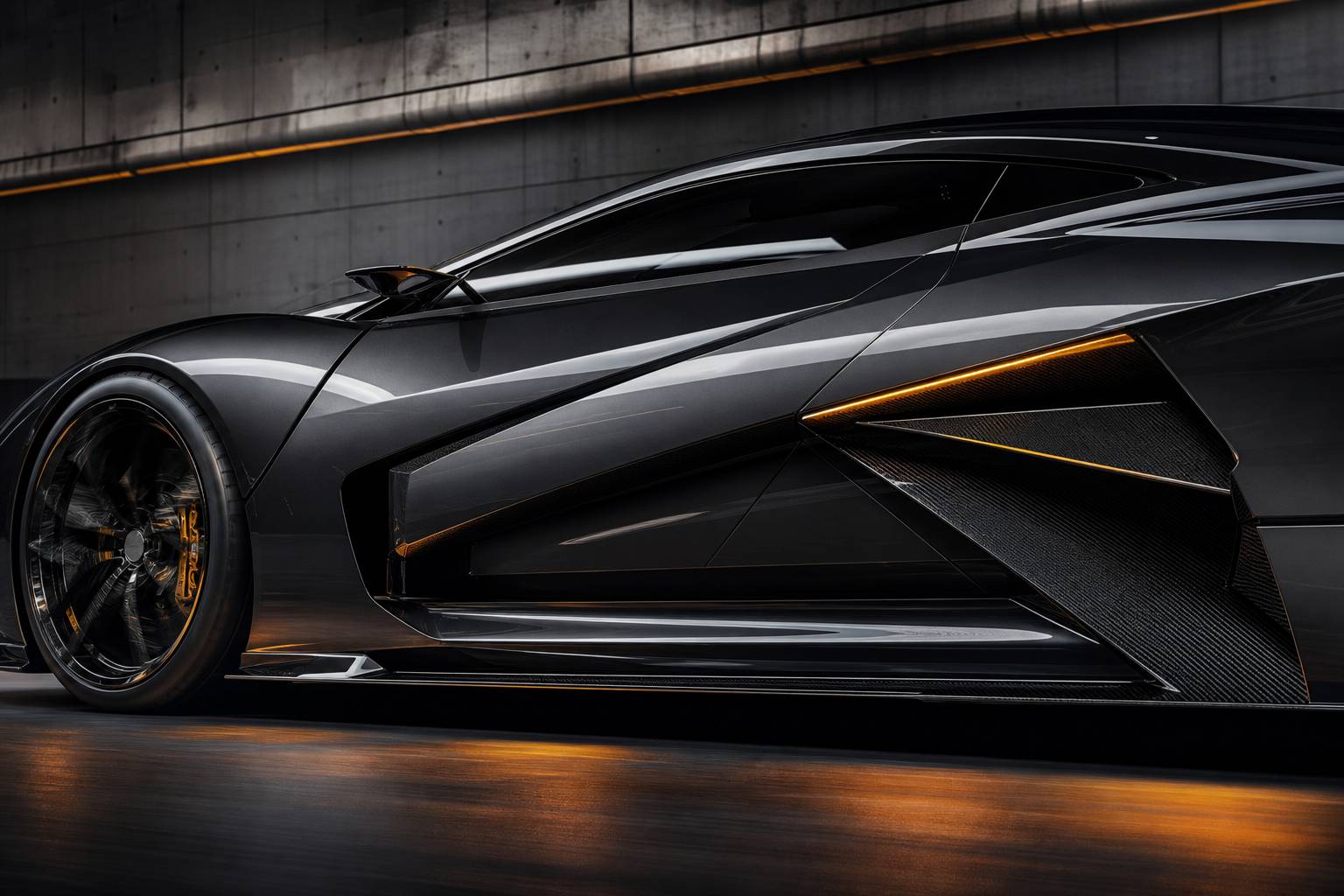 Profil latéral du concept Lexus aux lignes acérées et aérodynamiques