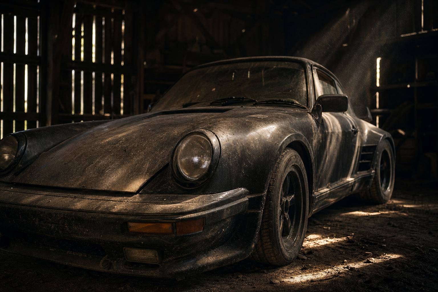 Porsche 930 Turbo abandonnée barn find restauration voiture sport