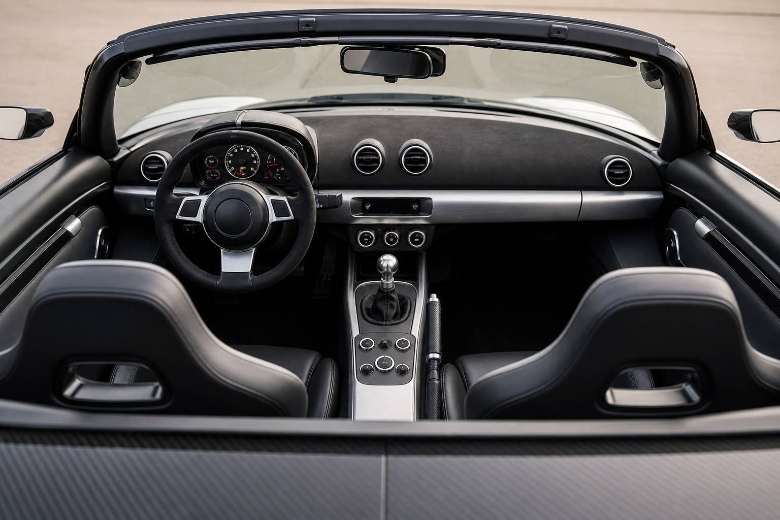 Interieur roadster sport leger baquets volant compteurs racing