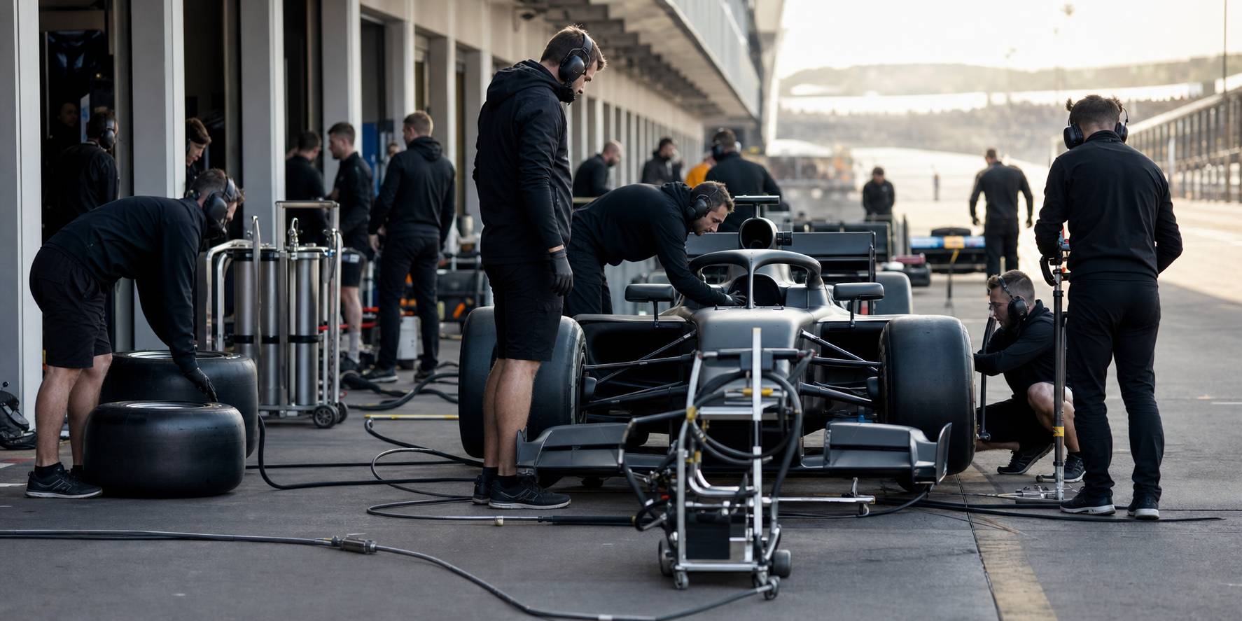 Paddock F1 coulisses mecanicien equipement ambiance pitlane