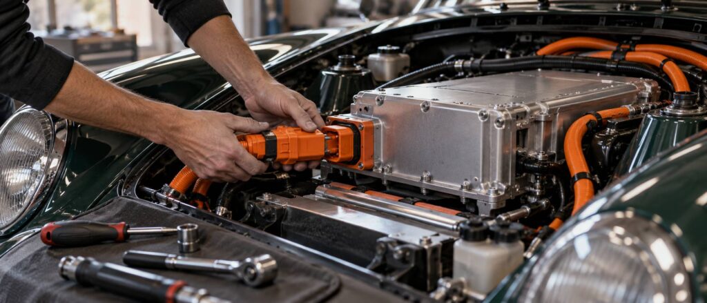 Illustration de détail sur le sujet : Rétrofit électrique d’une sportive : homologation VASP